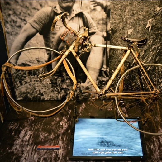 Wim's bicycle from the 1951 Tour de France in exhibition at the Spoorweg Museum 